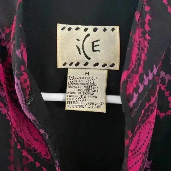 VTG Y2K 100% Silk Blouse Black Pink M Medium Whimsygoth Fairycore Goth Babydoll - Picture 2 of 11